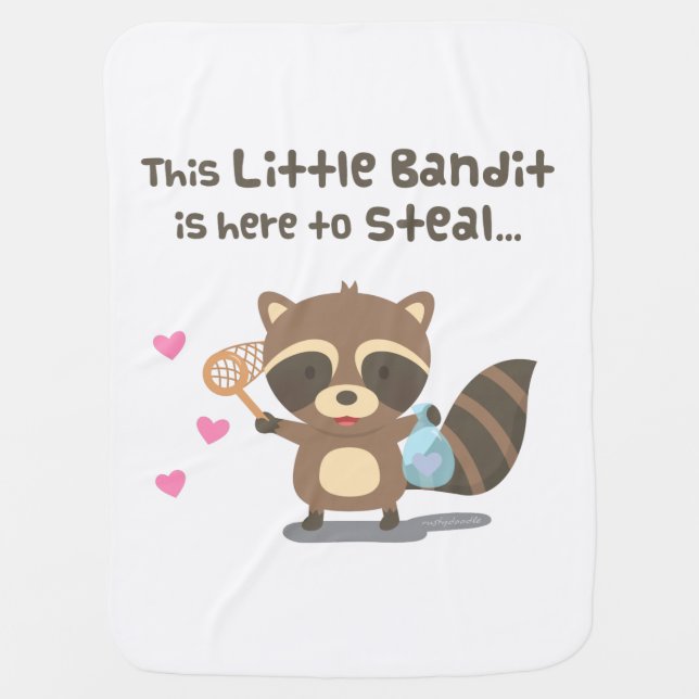 Cute Love Masked Bandit Raccoon For Babies Baby Blanket (Front)