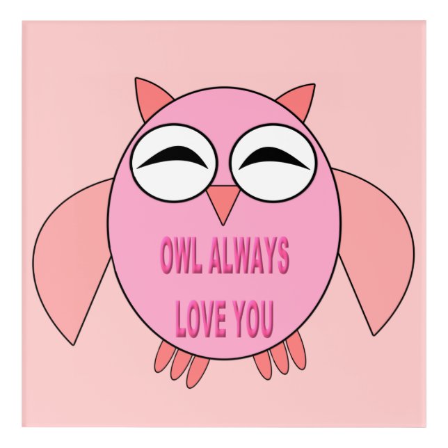 Cute Love Message Owl Acrylic Wall Art (Front)