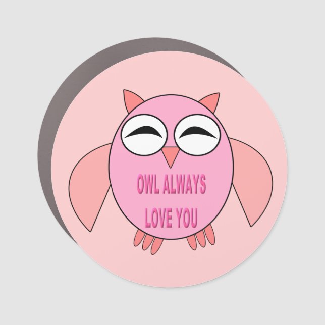 Cute Love Message Owl Car Magnet (Front)