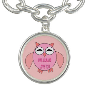Cute Love Message Owl Charm Bracelet