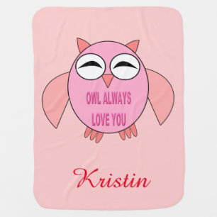 Cute Love Message Owl Custom Baby Blanket