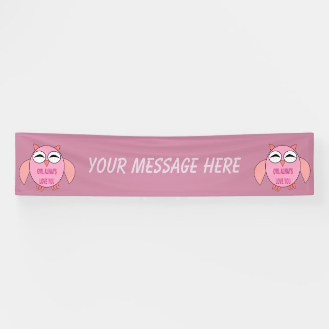 Cute Love Message Owl Custom Banner (Horizontal)