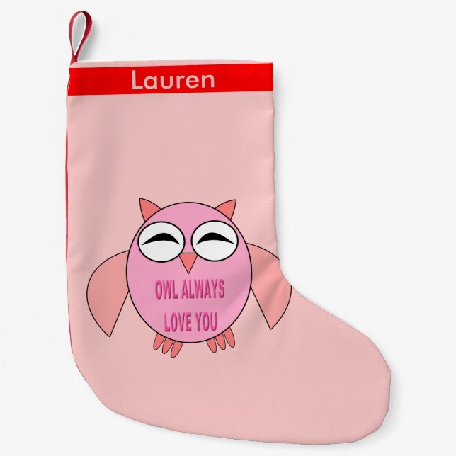 Cute Love Message Owl Custom Christmas Stocking (Front)