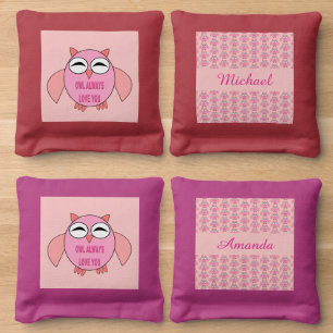Cute Love Message Owl Custom Cornhole Bags