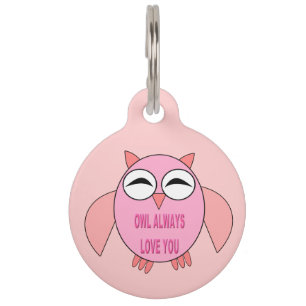 Cute Love Message Owl Custom Dog Tag