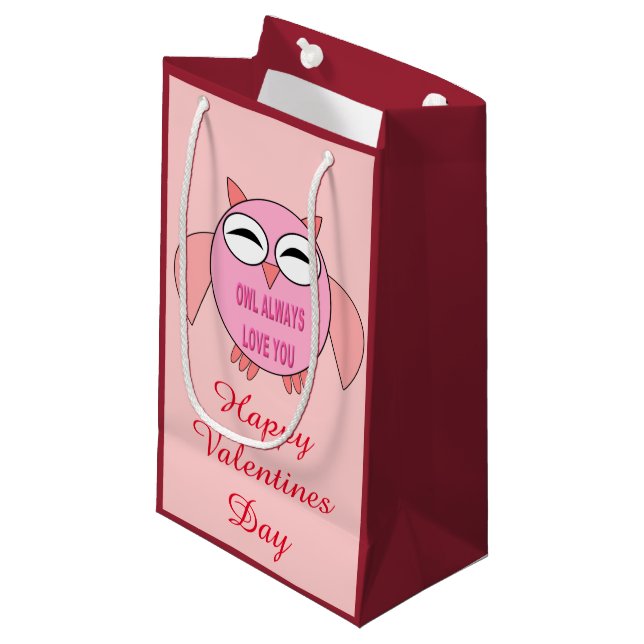 Cute Love Message Owl Custom Gift Bag (Front Angled)