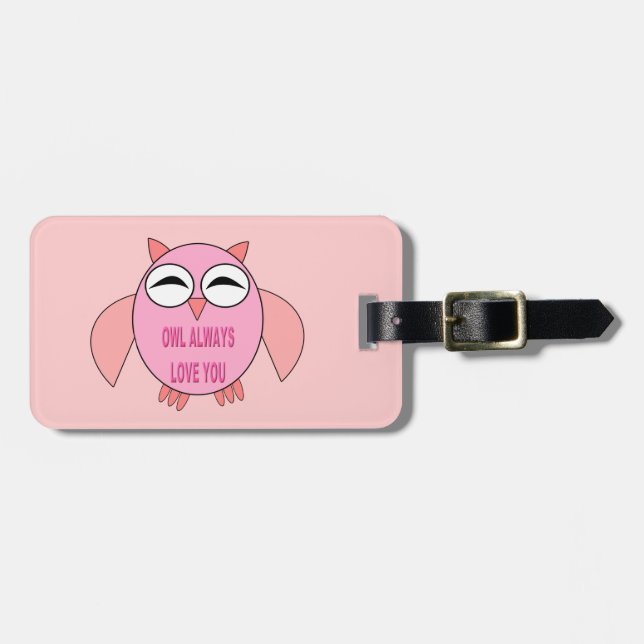 Cute Love Message Owl Custom Luggage Tag (Front Horizontal)