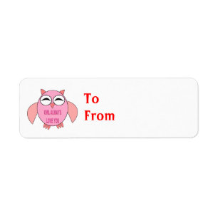 Cute Love Message Owl Custom Present Tags