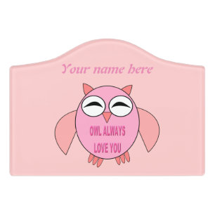 Cute Love Message Owl Custom Room Sign