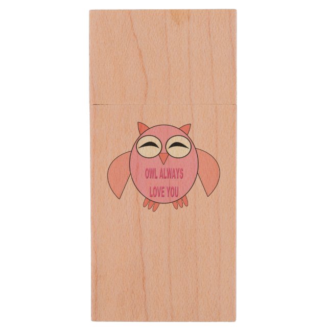 Cute Love Message Owl Custom USB Flash Drive (Front Vertical)