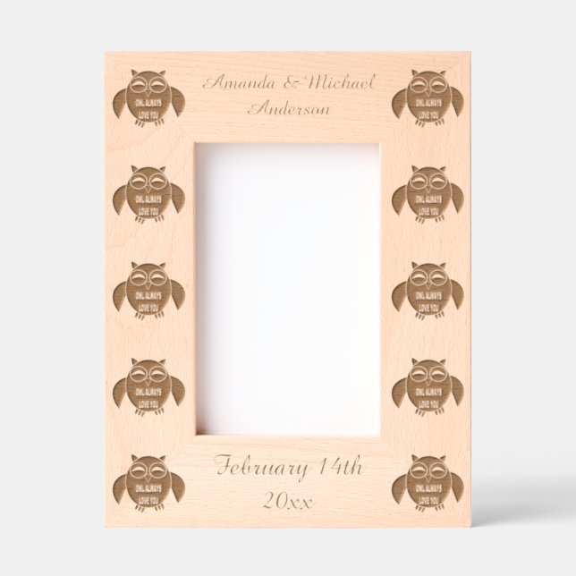 Cute Love Message Owl Custom Valentines Day Engraved Frames (Front)