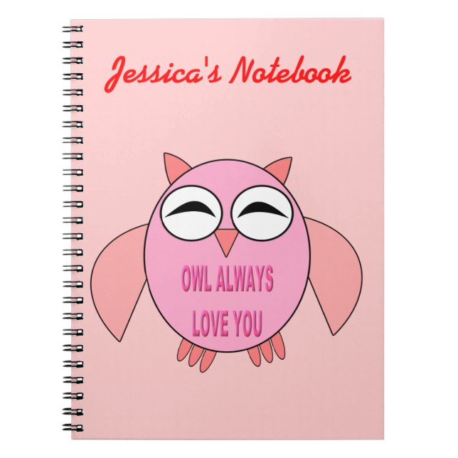 Cute Love Message Owl Customizable Notebook (Front)