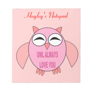 Cute Love Message Owl Customizable Notepad