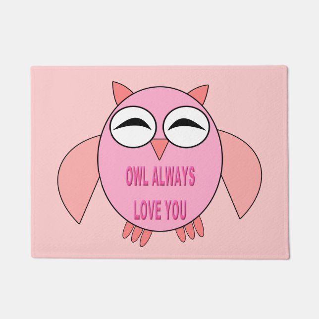 Cute LOve Message Owl Door Mat (Front)