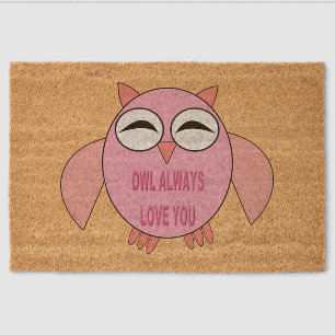 Cute Love Message Owl Fiber Doormat