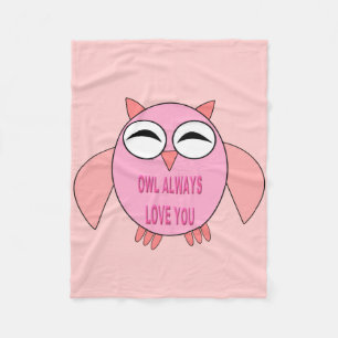 Cute Love Message Owl Fleece Blanket