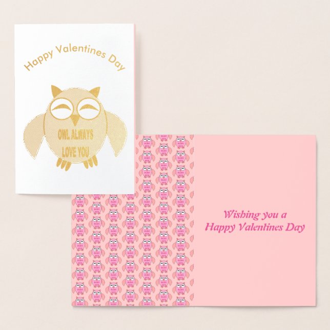 Cute Love Message Owl Foil Card (Display)