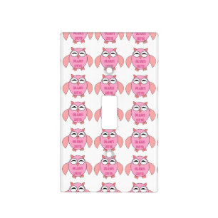 Cute Love Message Owl Light Switch Cover