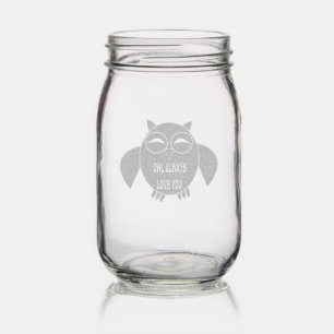 Cute Love Message Owl Mason Jar