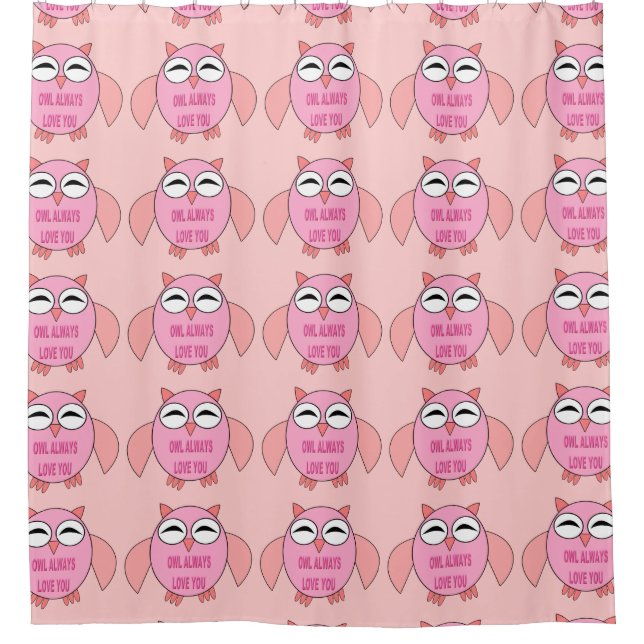 Cute Love Message Owl Owl Shower Curtain (Front)