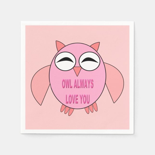 Cute Love Message Owl Paper Napkins (Front)