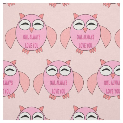 Cute Love Message Owl Patterned Craft Fabric