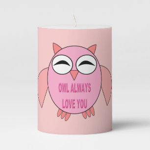 Cute Love Message Owl Pillar Candle