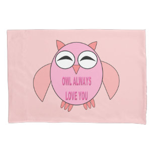Cute Love Message Owl Pillowcase