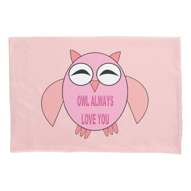 Cute Love Message Owl Pillowcase (Front)
