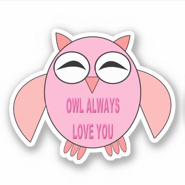 Cute Love Message Owl Shaped Sticker (Front)