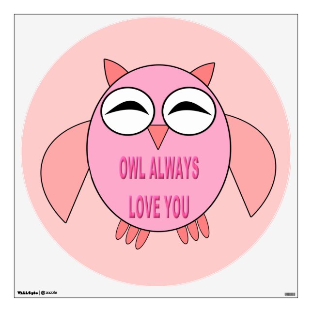 Cute Love Message Owl Wall Decal (Front)