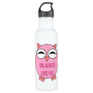 Cute Love Message Owl Water Bottle