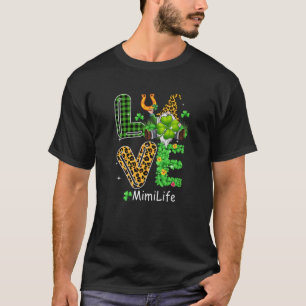 Cute Love Mimi Life Plaid Leopard Gnome St. Patric T-Shirt