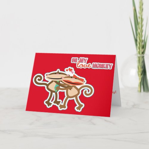 Cute Love Monkey Valentine Holiday Card