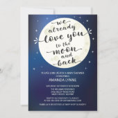 Cute Love Moon & Back Baby Shower Invite (Front)