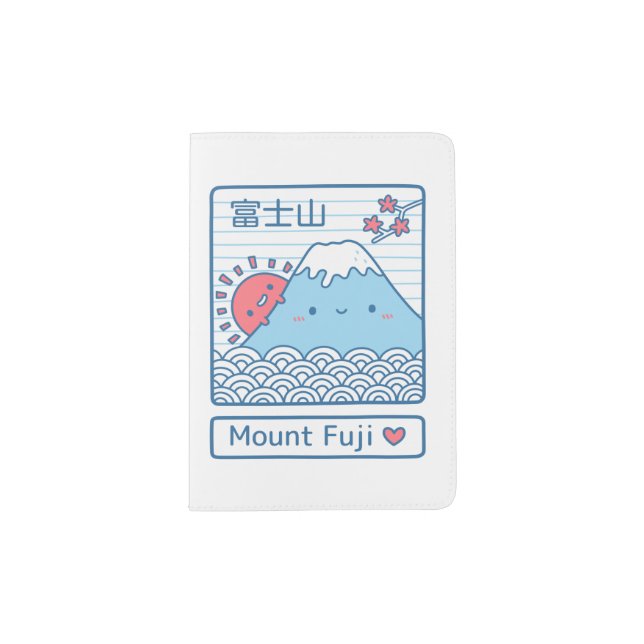 Cute Love Mount Fuji Japan Vacation Travel Passport Holder (Front)