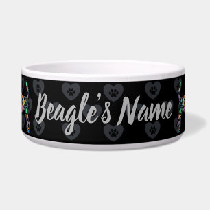 Cute Love My Beagle Floral Design Bowl
