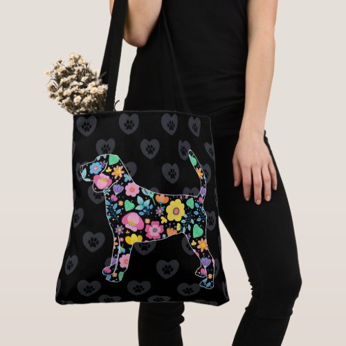 Cute Love My Beagle floral design Tote Bag