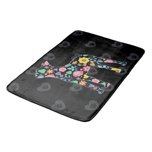 Cute Love My Boston Terrier floral design Bathroom Mat