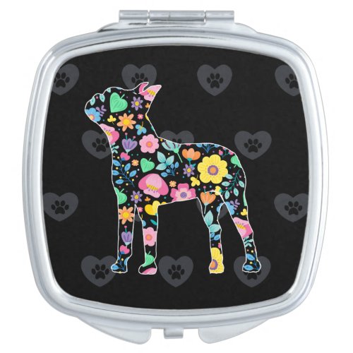 Cute Love My Boston Terrier floral design Mirror For Makeup