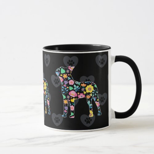 Cute Love My Boston Terrier floral design Mug