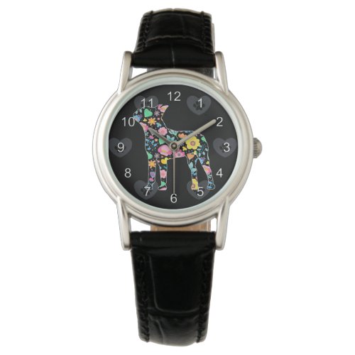 Cute Love My Boston Terrier floral design Watch