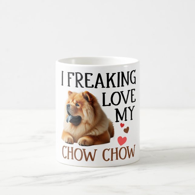 Cute Love My Chow Chow Dog Coffee Mug (Center)