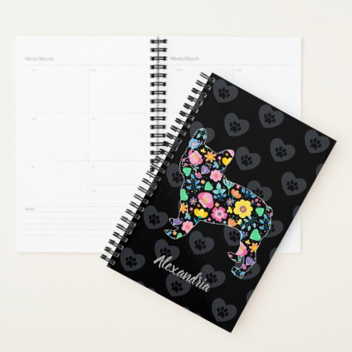 Cute Love My French Bulldog Floral Design Planner