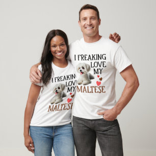 Cute Love My Maltese Dog T-Shirt