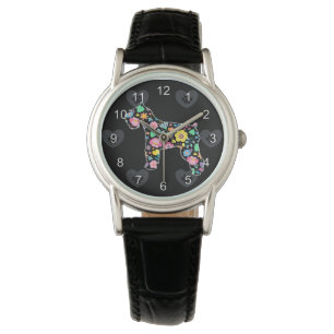 Cute Love My Schnauzer floral design Watch