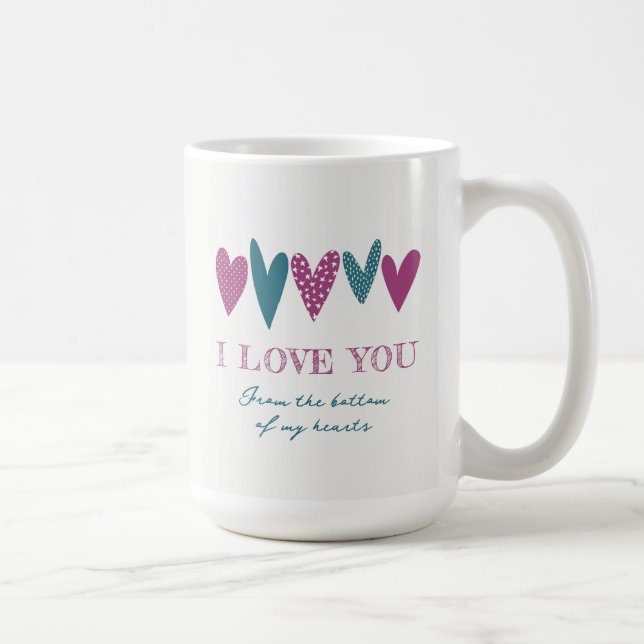 Cute Love Name Hearts Teal Turquoise Coffee Mug (Right)