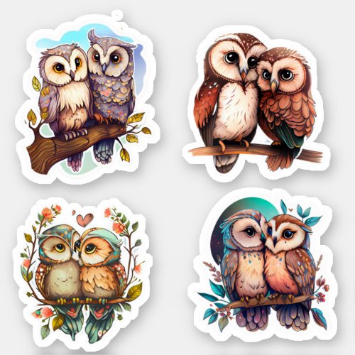 CUTE LOVE OWL VALENTINES STICKERS