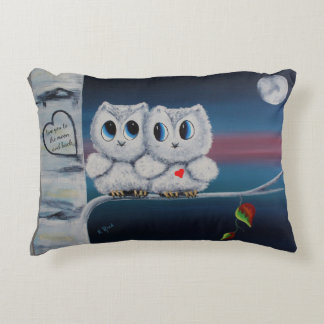 cute love owls in a tree accent pillow