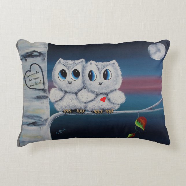 cute love owls in a tree accent pillow (Front)